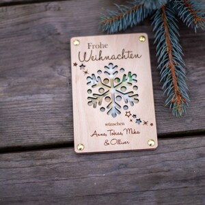 Personalisiertes kleines Weihnachtsgeschenk | Frohe Weihnachten | Geldgeschenk aus Holz | Wichtelgeschenk | Geschenkkarte | Nikolaus #066