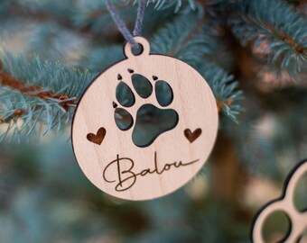 Hundepfote Katzenpfote - Haustier Weihnachtsbaumanhänger personalisiert aus Holz | Weihnachtskugel | Christbaumkugel | kleines Geschenk #079