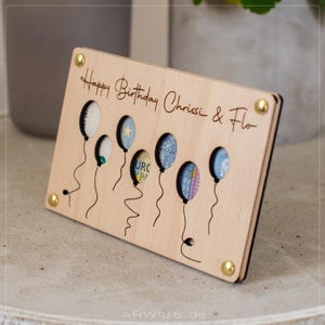 Personalisiertes Geburtstagsgeschenk - "Balloons" | Geldgeschenk | bestandene Prüfung | Holzkarten | Geschenkkarte | Alles Gute | #112