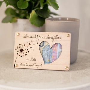 Wunscherfüller - Personalisiertes Geldgeschenk | Pusteblume | Geldkarte aus Holz | Holzkarten | Geschenkkarte | Geschenkverpackung |  #131