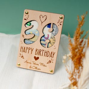 Personalisiertes Geburtstagsgeschenk | Geschenk mit Geld | Geldgeschenk | Geldkarte aus Holz | Holzkarten | Geschenkkarte | Alles Gute #063