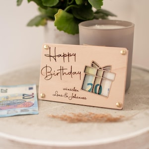 Happy Birthday - Personalisiertes Geburtstagsgeschenk | Geldgeschenk | Geldkarte aus Holz | Holzkarten | Geschenkkarte | Alles Gute #114