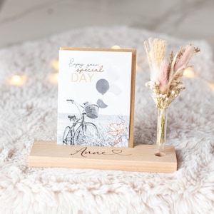 Kartenhalter aus hochwertigem Buchenholz |  stilvolle Wohndeko | Geschenk | Trockenblumen | Kartenhalter | Bilderleiste aus Holz |  #050