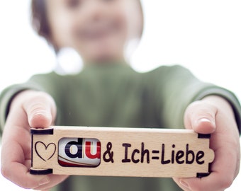 DU + Ich = Liebe / Valentinstag - Box mit deinem Spruch - Schokoriegel Duplo in der Kiste. #006b