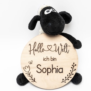 Hello world, I am... personalized wooden sign. - Birth - Baby - Gift #019