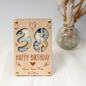 Personalisiertes Geburtstagsgeschenk | Geschenk mit Geld | Geldgeschenk | Geldkarte aus Holz | Holzkarten | Geschenkkarte | Alles Gute #063