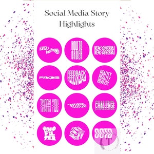 12 Hot Pink Instagram Highlight Icons, Instagram Icons, 12 Instagram Story Cover, Instagram Icons, Covers for Instagram Highlights,