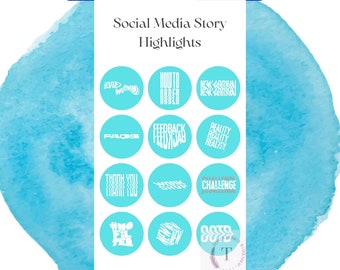 12 Light Blue Instagram Highlight Icons, Instagram Icons, 12 Instagram Story Cover, Instagram Icons, Covers for Instagram Highlights,