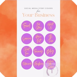 12 Purple and Orange Instagram Highlight Icons, Instagram Icons, 12 Instagram Story Cover, Instagram Icons, Covers for Instagram Highlights,
