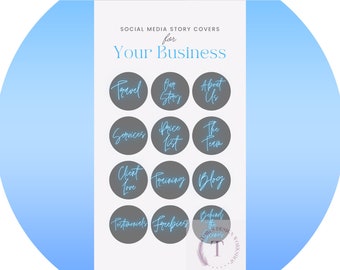 12 iconos destacados de Instagram azules y grises, iconos de Instagram, 12 portadas de historias de Instagram, iconos de Instagram, portadas para aspectos destacados de Instagram,