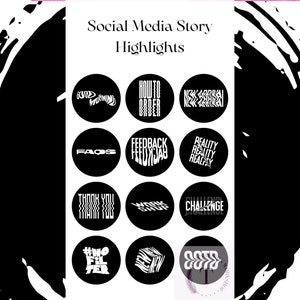 12 Black Instagram Highlight Icons, Instagram Icons, 12 Instagram Story Cover, Instagram Icons, Covers for Instagram Highlights,