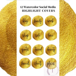 12 gouden Instagram hoogtepunt iconen, Instagram iconen, 12 Instagram Story Cover, Instagram iconen, covers voor Instagram hoogtepunten,