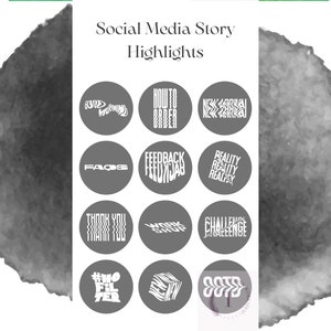 12 grijze Instagram Highlight iconen, Instagram iconen, 12 Instagram Story Cover, Instagram iconen, covers voor Instagram Highlights,