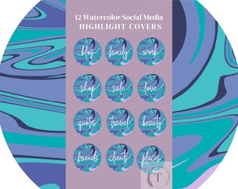 12 Blue Swirl Instagram Highlight Icons, Instagram Icons, 12 Instagram Story Cover, Instagram Icons, Covers for Instagram Highlights,