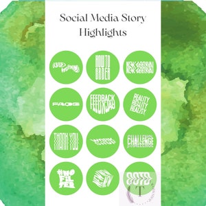 12 Green Instagram Highlight Icons, Instagram Icons, 12 Instagram Story Cover, Instagram Icons, Covers for Instagram Highlights,
