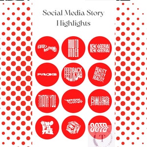 12 Red Instagram Highlight Icons, Instagram Icons, 12 Instagram Story Cover, Instagram Icons, Covers for Instagram Highlights,