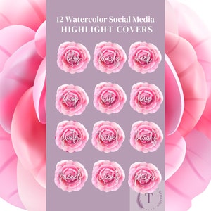 12 Pink Rose Instagram Highlight Icons, Instagram Icons, 12 Instagram Story Cover, Instagram Icons, Covers for Instagram Highlights,