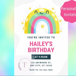 Rainbow Birthday Invitation, Rainbow Invitation, Rainbow Birthday, Birthday Invitation