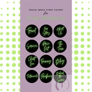12 Black and Green Instagram Highlight Icons, Instagram Icons, 12 Instagram Story Cover, Instagram Icons, Covers for Instagram Highlights,