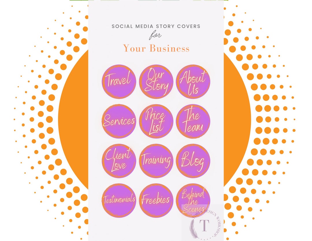 12 Purple and Orange Instagram Highlight Icons, Instagram Icons, 12