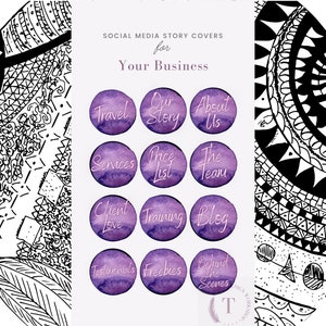12 Purple Watercolor Instagram Highlight Icons, Instagram Icons, 12 Instagram Story Cover, Instagram Icons, Covers for Instagram Highlights,