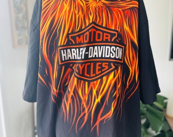 Vintage Oversized Harley Davidson Button Up, Grunge