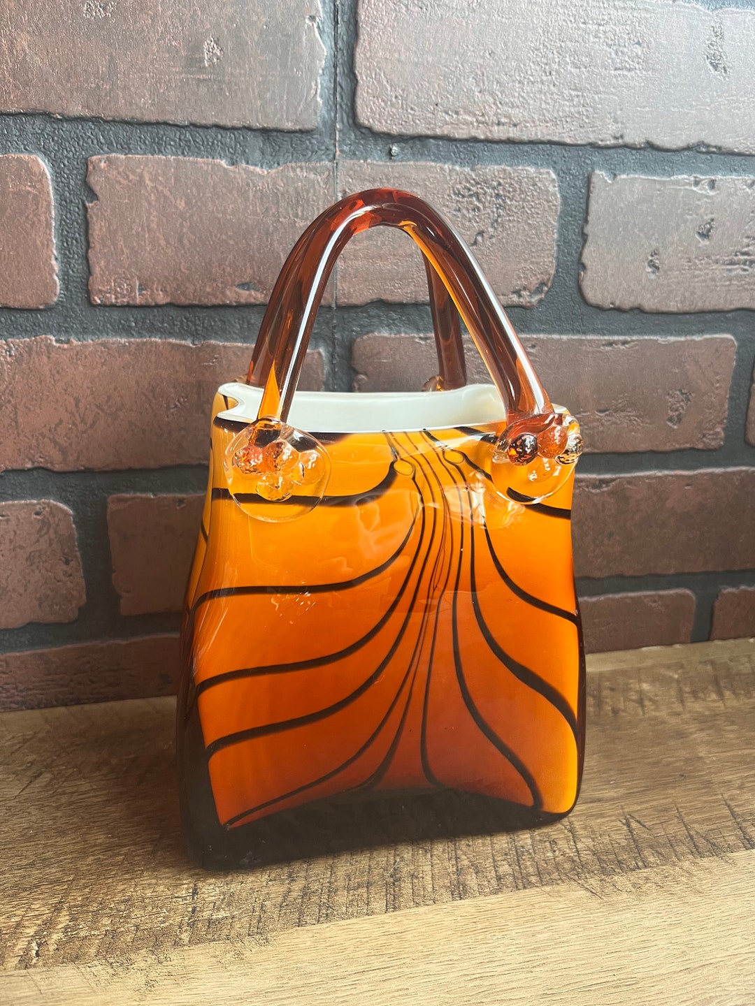 Vintage Murano Style Art Glass Purse Vase Etsy