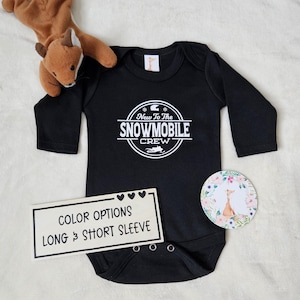 New To The Snowmobile Crew Baby Bodysuit, Baby Announcement image 1