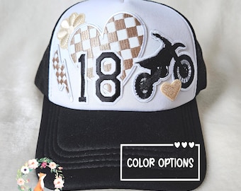 Custom Number Dirt Bike Trucker Hat, Race Moto Mom