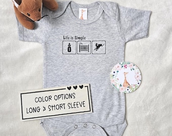 Snowmobile Baby Bodysuit, Life is Simple Eat Sleep Snowmobile