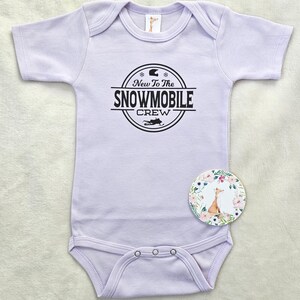 New To The Snowmobile Crew Baby Bodysuit, Baby Announcement image 6