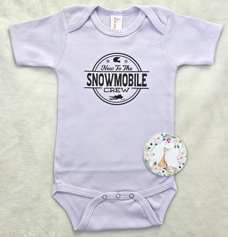 New To The Snowmobile Crew Baby Bodysuit, Baby Announcement image 6