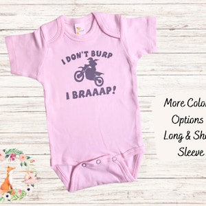 I Don&#39;t Burp I Braaap crossmotor-babybody, motorcross-babyromper, meisje crossmotor, babyshowercadeau, babyaankondiging