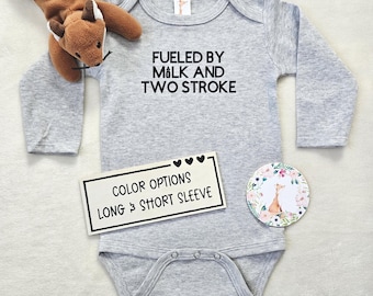 Snowmobile Baby Bodysuit Fueled by Milk and Two Stroke, Baby Shower Gift