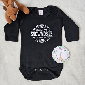 New To The Snowmobile Crew Baby Bodysuit, Baby Announcement image 2