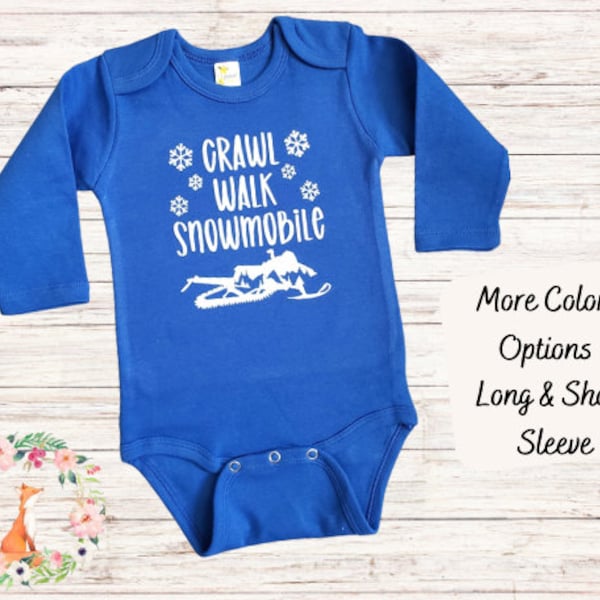 Crawl Walk Snowmobile Baby Bodysuit, Snowmobile Boy, Snowmobile Girl, Baby Shower Gift, Baby Announcement