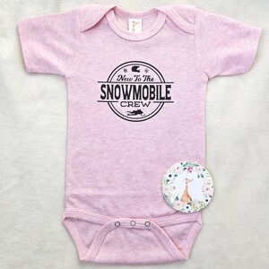 New To The Snowmobile Crew Baby Bodysuit, Baby Announcement image 5