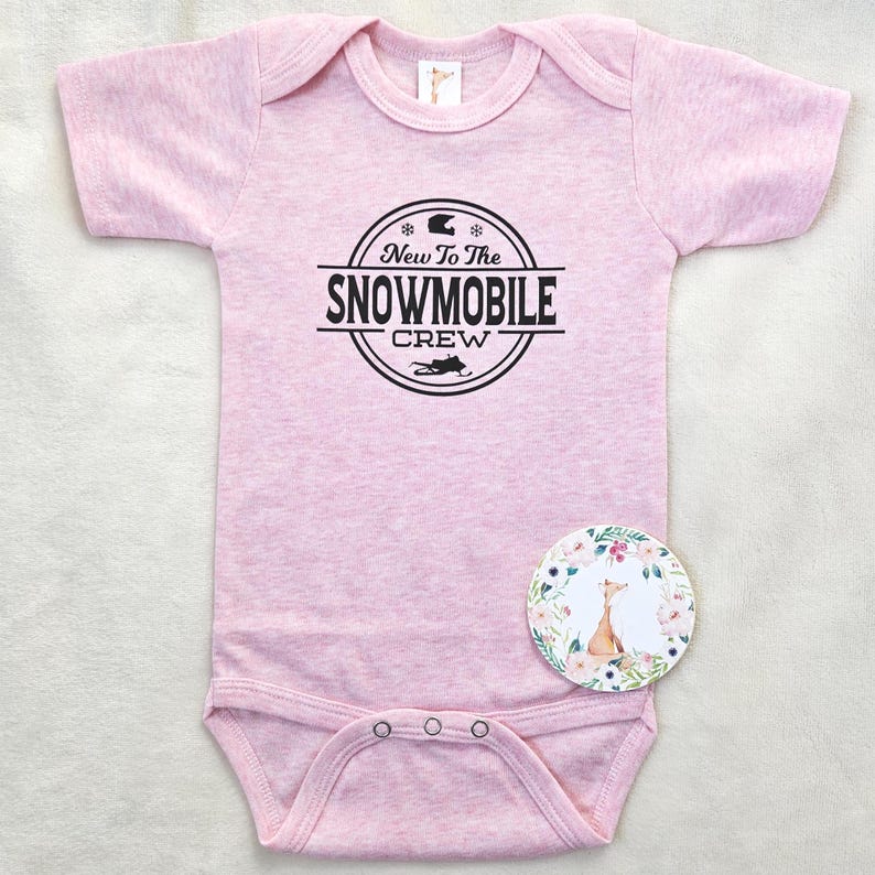 New To The Snowmobile Crew Baby Bodysuit, Baby Announcement image 5
