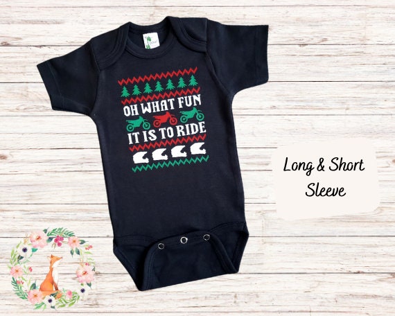 Oh What Fun It Is To Ride Dirt Bike Baby Bodysuit, Dirt Bike Baby Ugly  Christmas Sweater, Motocross Baby Bodysuit, Baby Christmas Gift