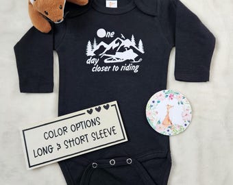 Snowmobile Baby Bodysuit, One Day Closer to Riding, Baby Shower Gift