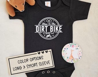 New To The Dirt Bike Crew Baby Bodysuit, Moto Baby Announcement