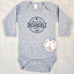 New To The Snowmobile Crew Baby Bodysuit, Baby Announcement image 3