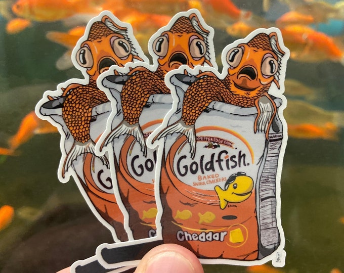 Fat Goldfish Sticker Goldfish Sticker Goldfish Snacks Sticker - Etsy