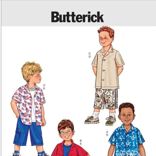 Butterick -B3475 "Boys' Button-Down Shirts and Shorts“ Sewing Pattern