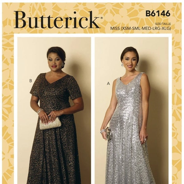 Butterick "B6146 Misses'/Women's Floor-Length Fit and Flare Dresses" Sewing Pattern