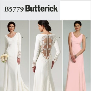 Butterick - B5779 &quot;Misses&#39; Lace-Back Dresses with Train“ Sewing Pattern