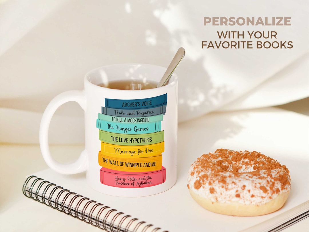 Custom Bookshelf Mug, Favorite Books Mug, Custom Mug for Readers