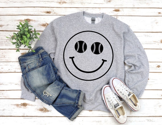 Smiley Sweatshirt Softball Shirt Baseball Sports Unisex