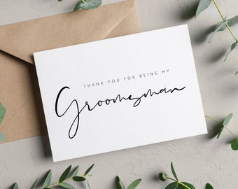 Thank you Groomsman Card | Wedding thank you cards - Groomsman cards - Male Wedding Gift - Card for Groomsmen - To my Usher - Bridal Party