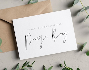 Thank you Page Boy Card | Wedding thank you cards - Page boy cards - Wedding cards - Card for Page Boy - Nephew Page Boy -Wedding Party card